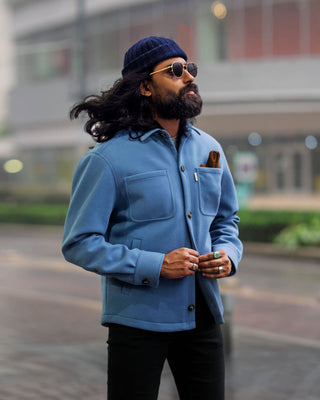 Southern Gents Quilted Overshirt Jacket - Pastel Blue