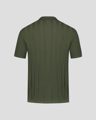 Southern Gents Cable Knit Polo - Olive Green