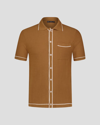 Southern Gents Knit Polo - Tipped Brown