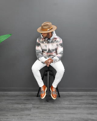 Southern Gents Aztec Overshirt - Pink + Grey