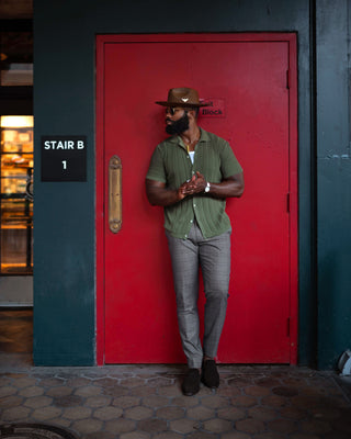 Southern Gents Cable Knit Polo - Olive Green
