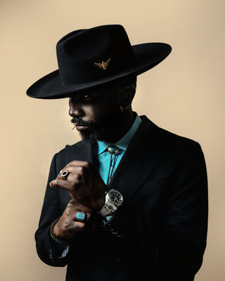 Southern Gents Wide Brim Naked Fedora - Black