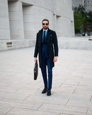 Southern Gents Double Breasted Men's Coat - Black