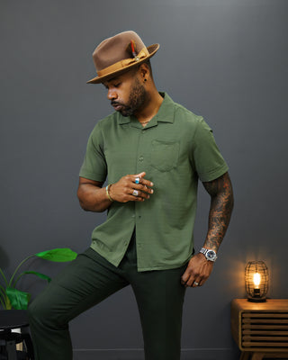 Southern Gents Camp Collar Shirt - Olive Green