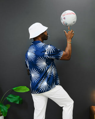 Southern Gents Camp Collar Shirt - Navy Palms