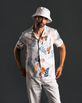 Southern Gents Camp Collar Shirt - Ivory Floral