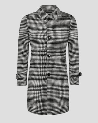 SG Car Coat - Black + White Houndstooth