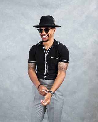 Southern Gents Knit Polo - Tipped Black