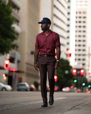 Southern Gents Camp Collar Shirt - Red Aztec