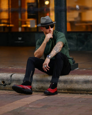 Southern Gents Men's Logan Captoe Boot - Black + Cherry Red 
