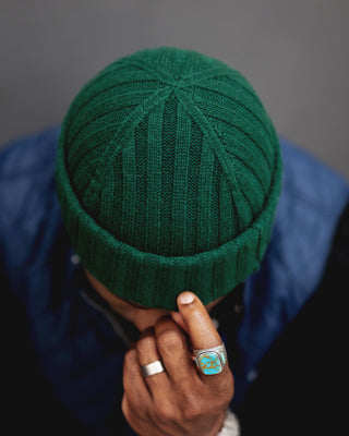 Southern Gents Merino Wool + Cashmere Fisherman Beanie - Green