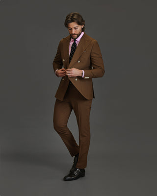 Southern Gents Double Breasted Blazer - Tobacco Brown