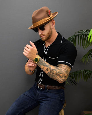 Southern Gents Trilby Fedora - Brown Knit and Polo tipped Black