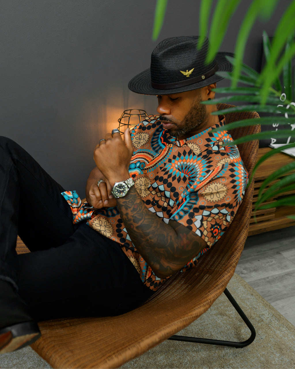 Southern Gents Camp Collar Shirt - Brown Tribal