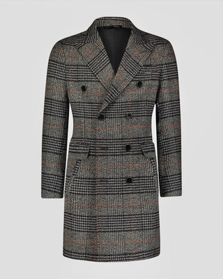 SG Men's Anniversary V Double Breasted Topcoat – Grey + Orange Plaid