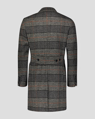 SG Men's Anniversary V Double Breasted Topcoat – Grey + Orange Plaid