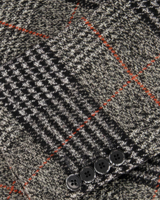 SG Men's Anniversary V Double Breasted Topcoat – Grey + Orange Plaid