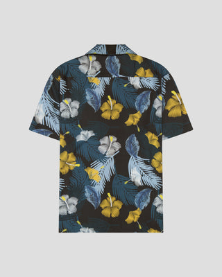 Southern Gents Camp Collar Shirt - Navy Hibiscus