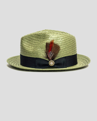 SG Straw Trilby Fedora - Avocado + Black