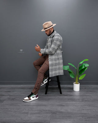 SG Car Coat - Black + White Houndstooth