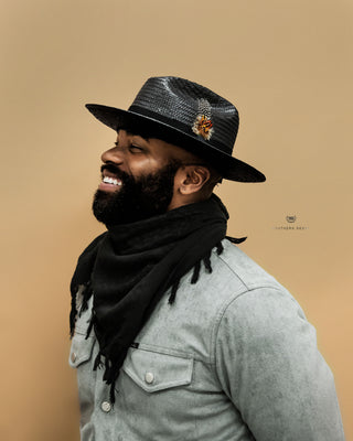 Southern Gents Miller Ranch Straw Fedora - Ebony Black