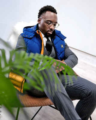 Southern Gents Puffer Vest - Navy + Mustard