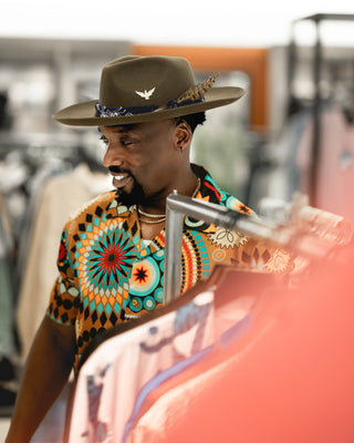 Southern Gents Camp Collar Shirt - Brown Tribal