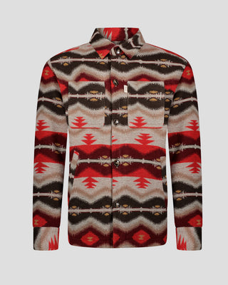 Southern Gents Aztec Overshirt - Burgundy + Brown