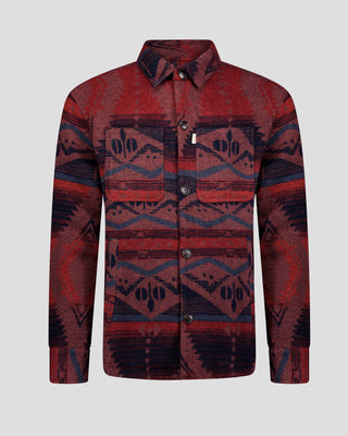 Southern Gents Aztec Overshirt - Navy + Beet
