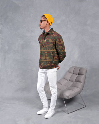 Southern Gents Aztec Overshirt - Military + Mustard
