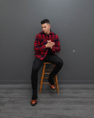 Southern Gents Rogue Wingtip Sport Boot - Black + Walnut