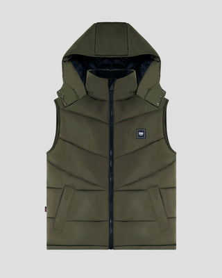 Southern Gents Detachable Hood Puffer Vest - Olive